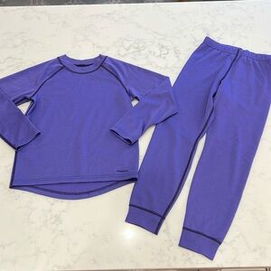 Patagonia Girls Size 8 Purple Long- Sleeves Capilene Baselayer Set